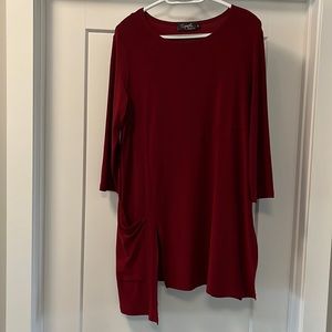 Sympli Brand Tunic, dark red, Size 14.